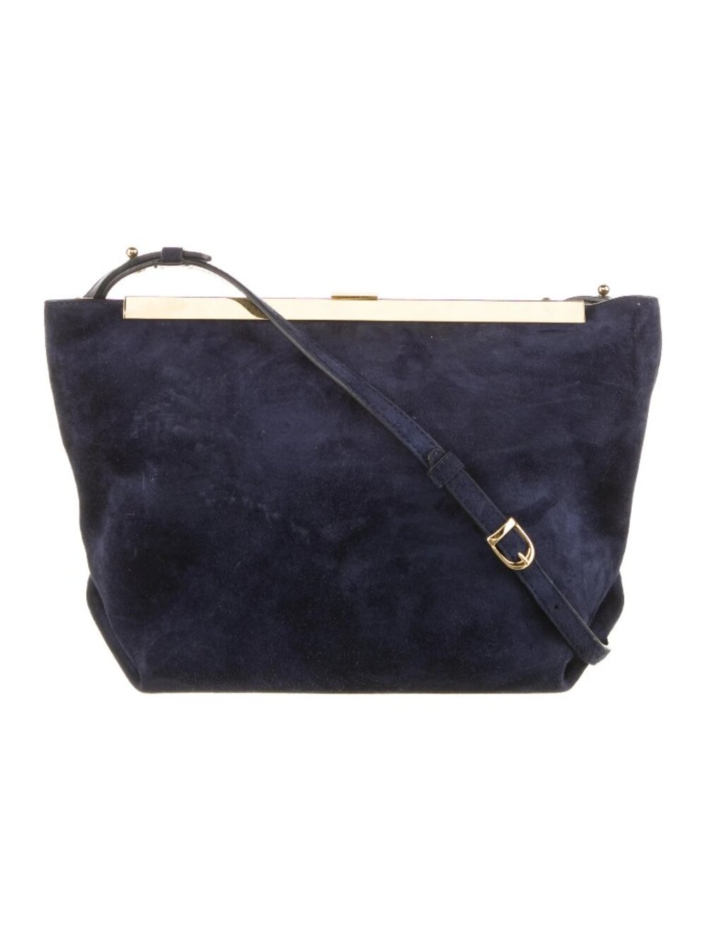 KHAITE Augusta Midnight Blue Suede Crossbody Clutch Bag